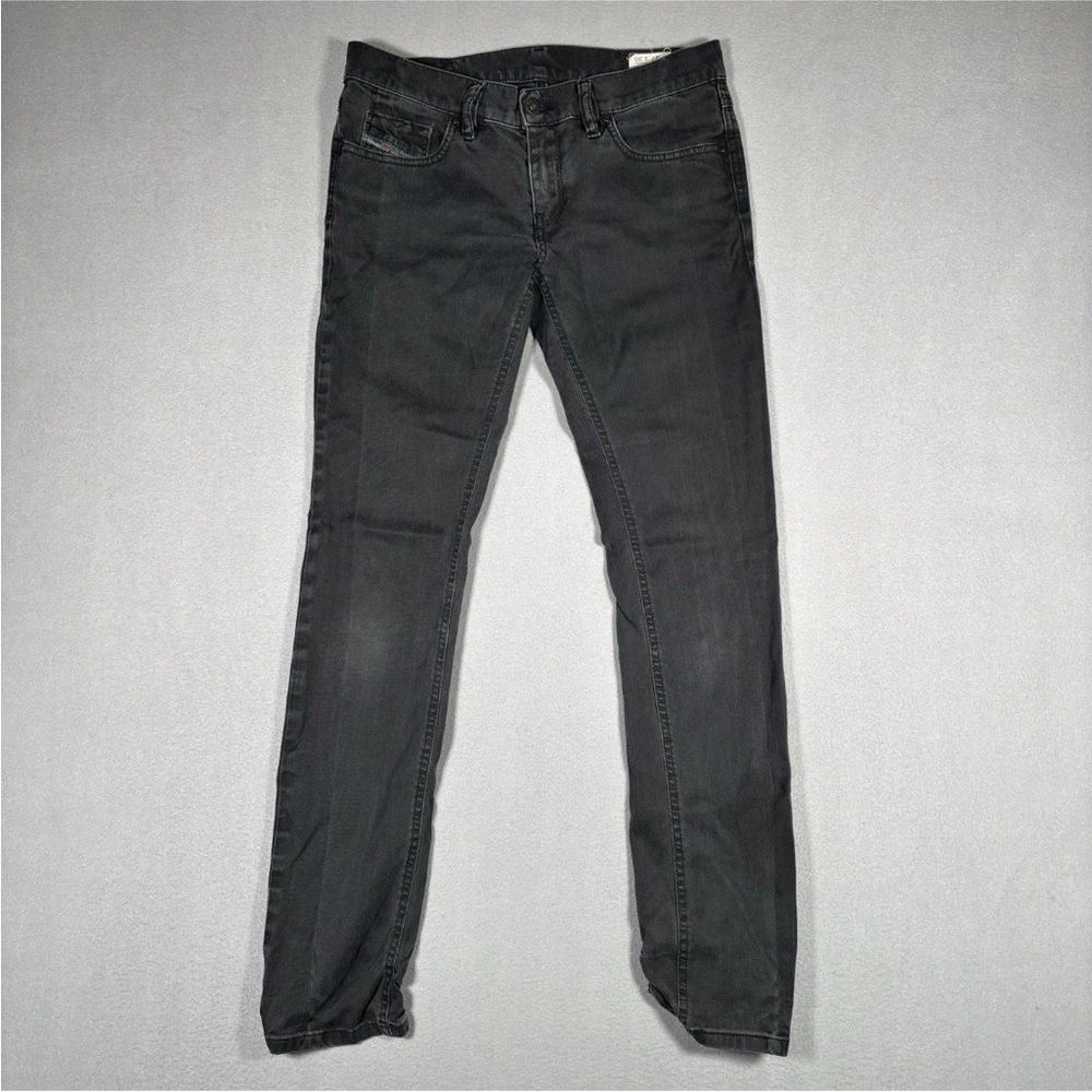 Diesel Livy Jeans Women’s 27x30 (30x29) Black Stretch Ribbed Hem Biker Goth